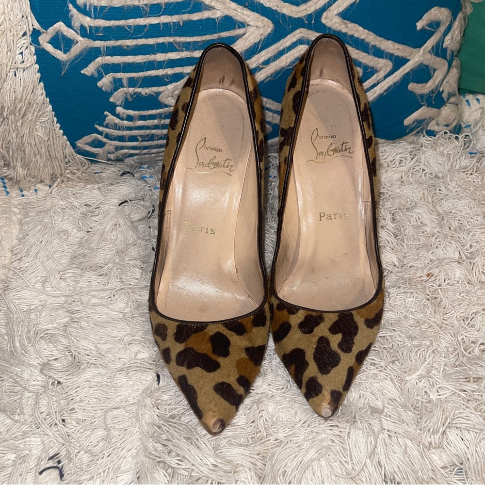 Christian Louboutin Authentic Calf Hair Stiletto Pumps Size 38 Used with Wear